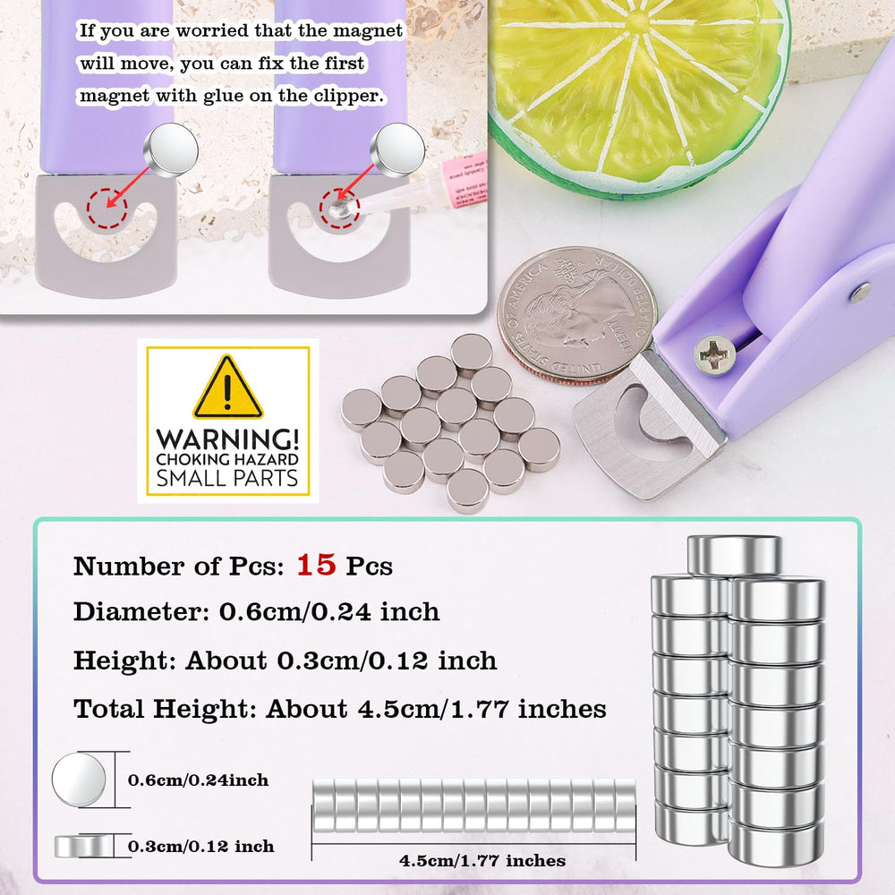 GA&EN magnetic sizers spread out to show 15-piece kit for consistent artificial nail lengths