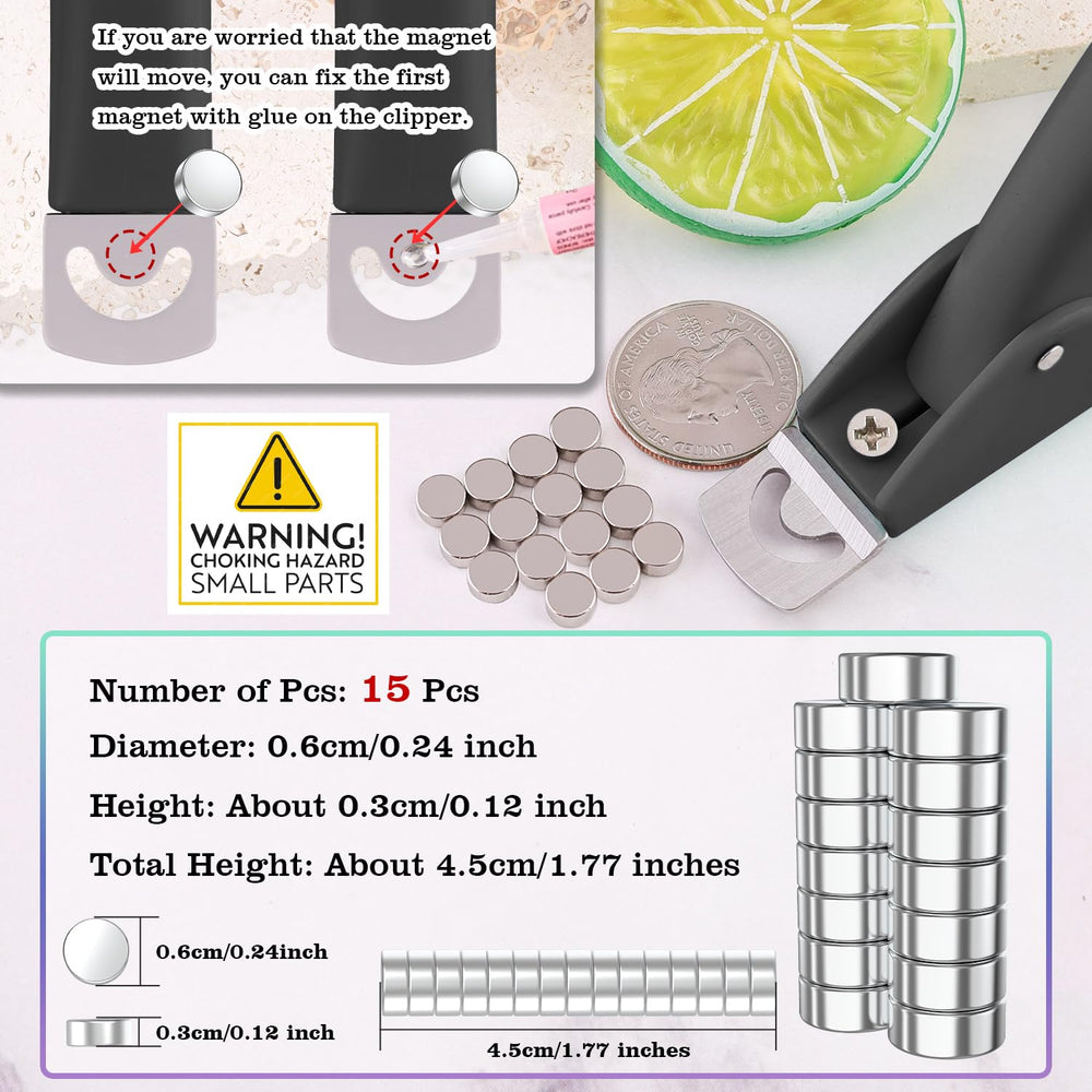 GA&EN clipper with magnet sizers arranged to show adjustable length benefit