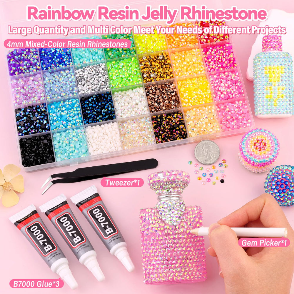 GA&EN close-up of AB-coated rhinestone facets revealing multi-angle sparkle and vivid color shift