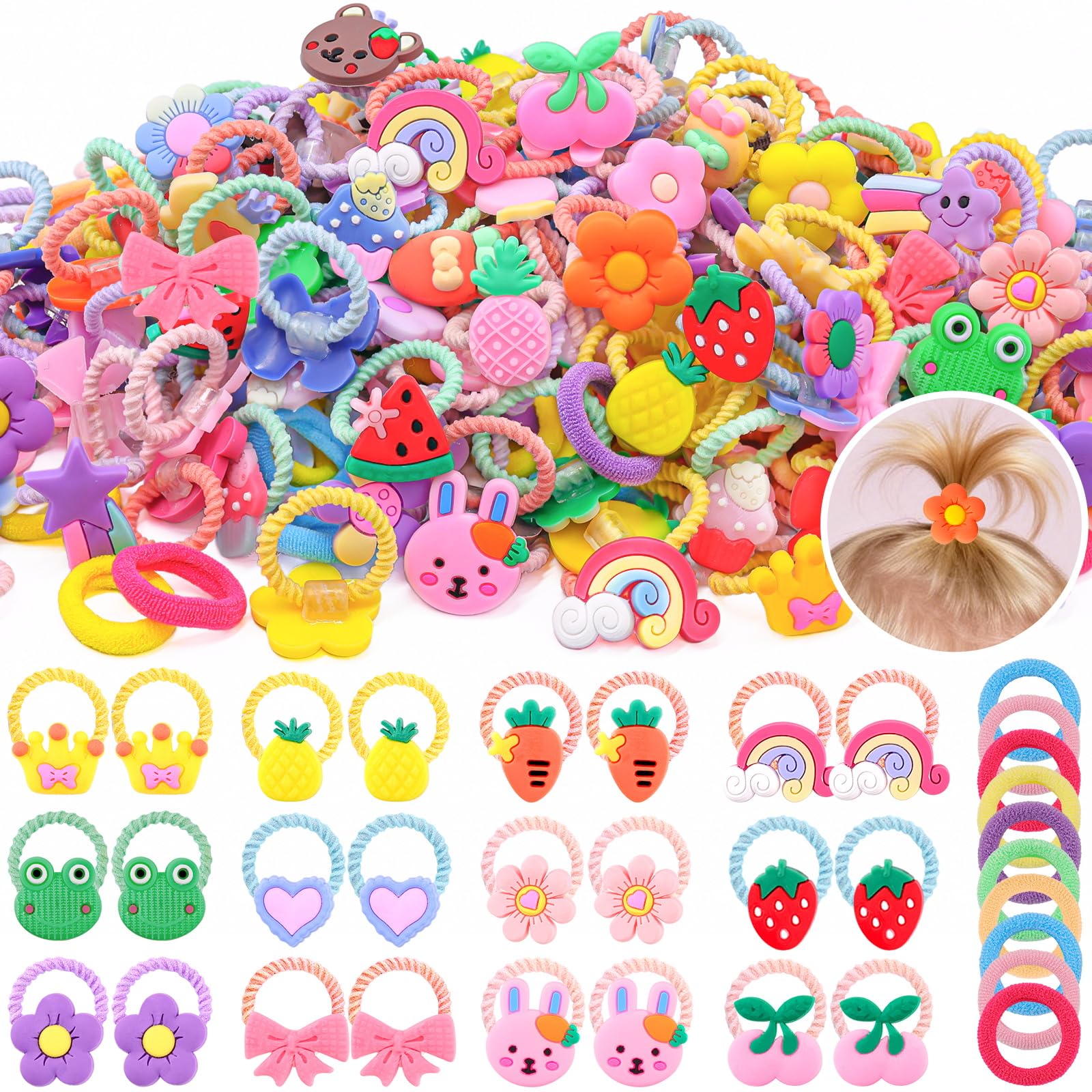 GA&EN front package showing 150-piece toddler hair tie set and variety