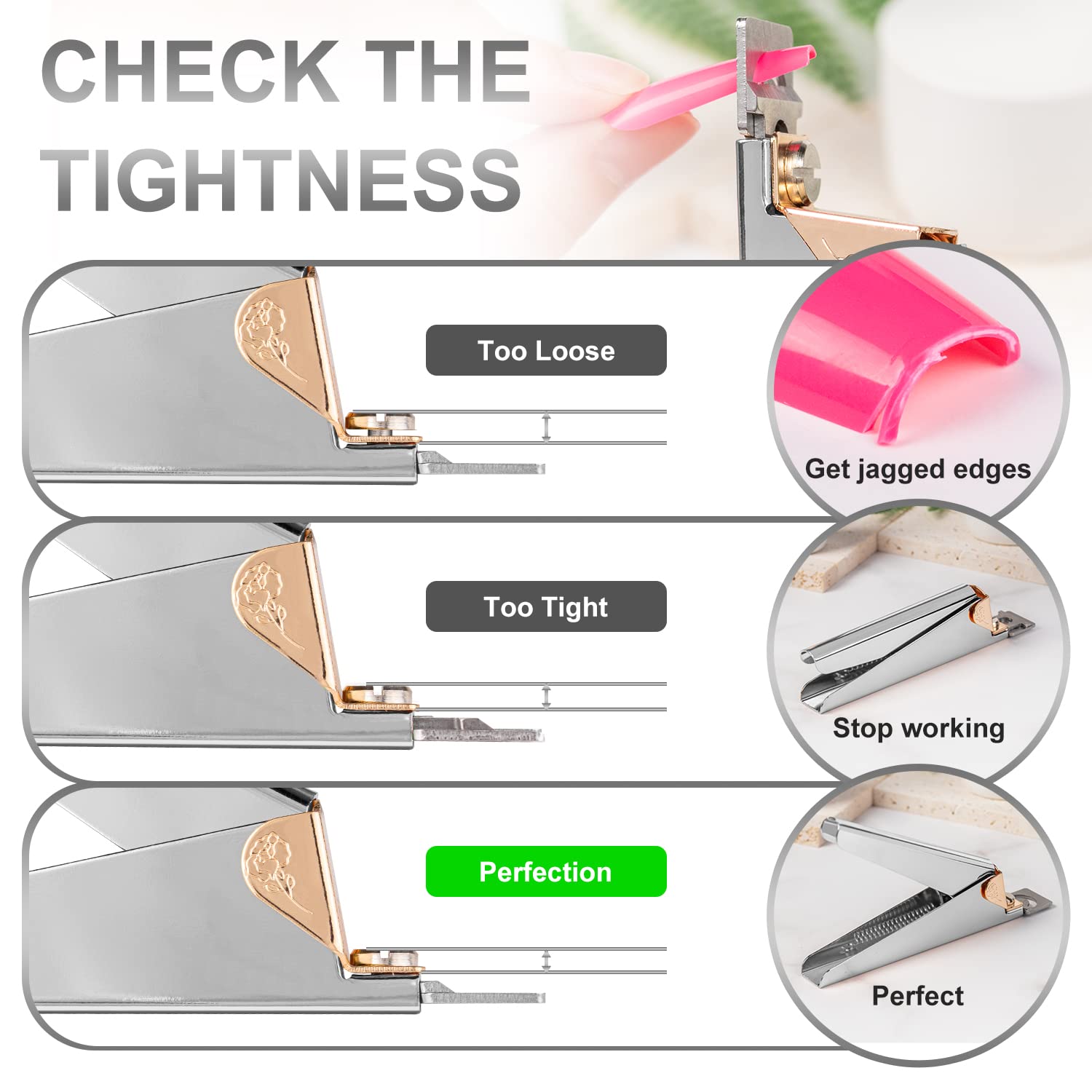 GA&EN clipper trimming an acrylic tip illustrating efficient salon-grade cutting and reduced chipping