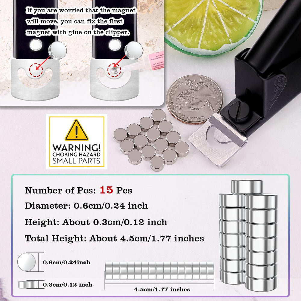 GA&EN magnetic sizers spread out showing stackable lengths for consistent nail trimming