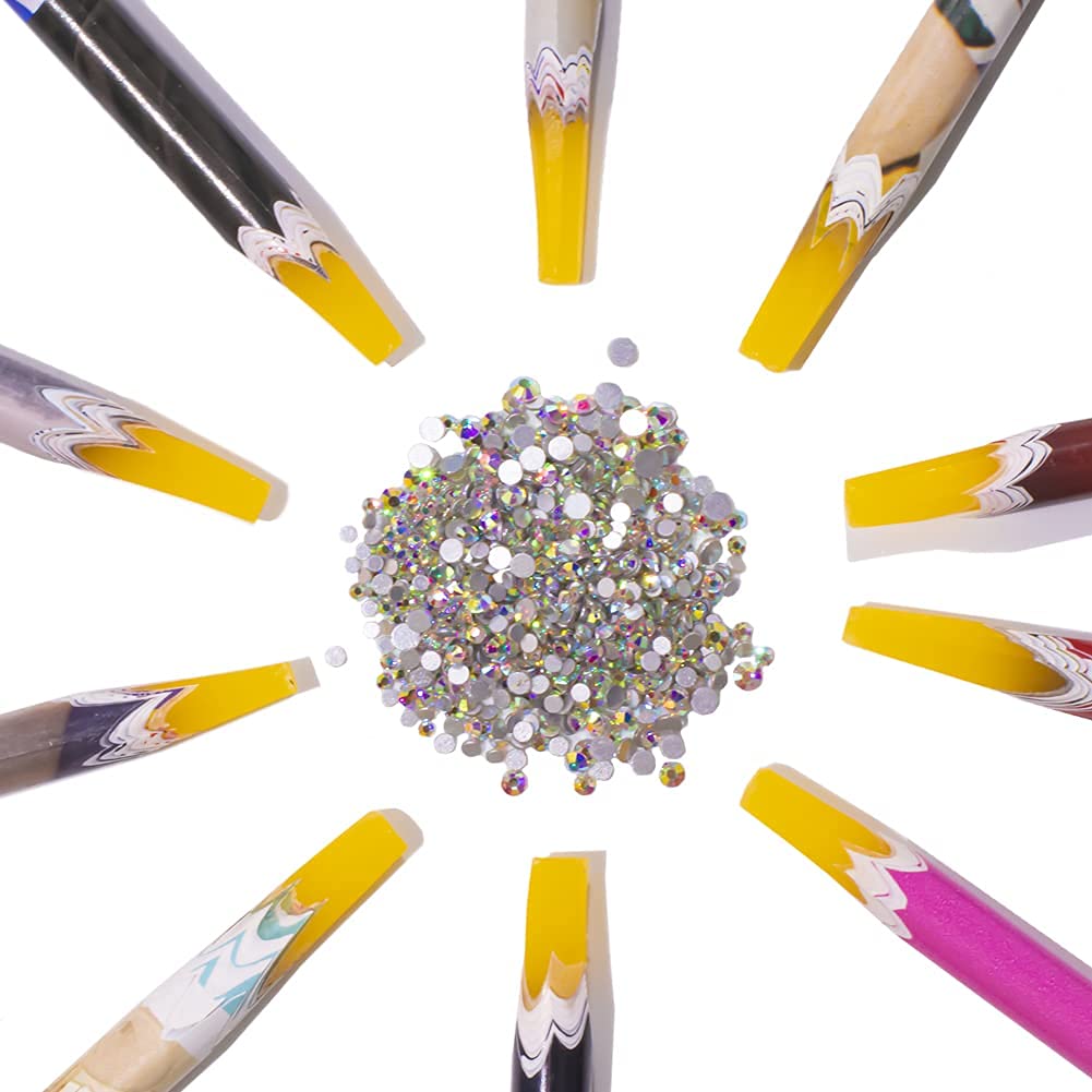 GA&EN pencil picking rhinestone onto nail demonstrating accurate placement