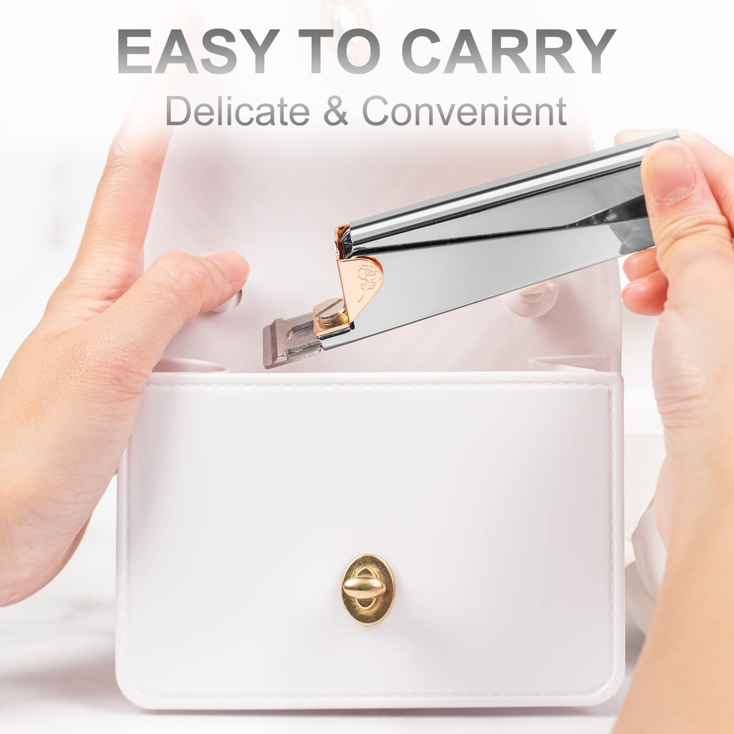 GA&EN clipper held next to a hand for scale to show compact size and easy portability