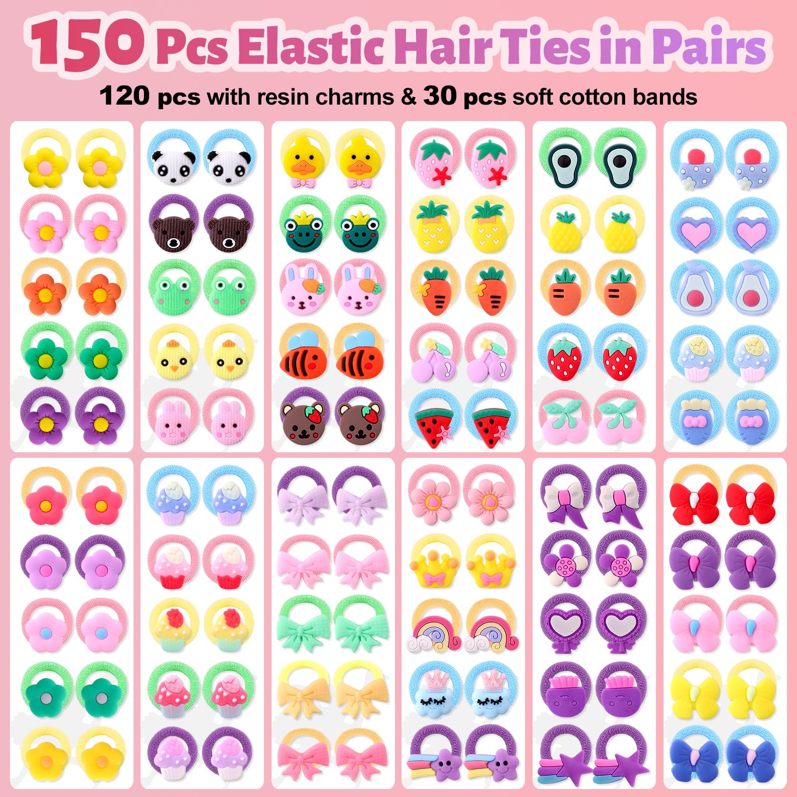 GA&EN hair ties next to an adult hand for scale, showing petite size suitable for infants