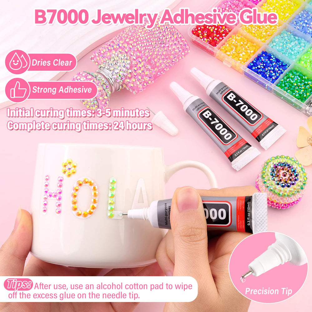 GA&EN tweezer, pickup pen and B7000 glue tubes displayed for accurate application