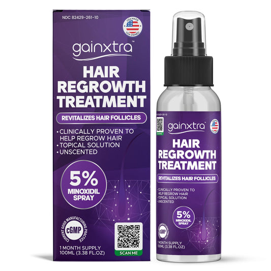GAINXTRA front packaging showing 100ml bottle and benefits