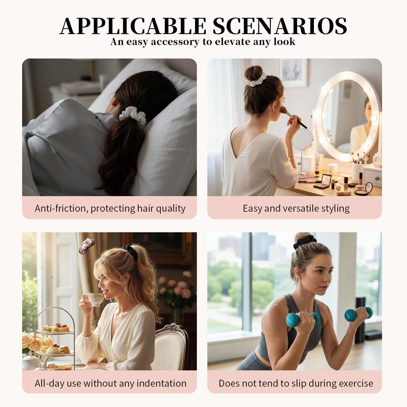 GALAGLIMMER black and white scrunchies paired with outfits for versatile styling benefit