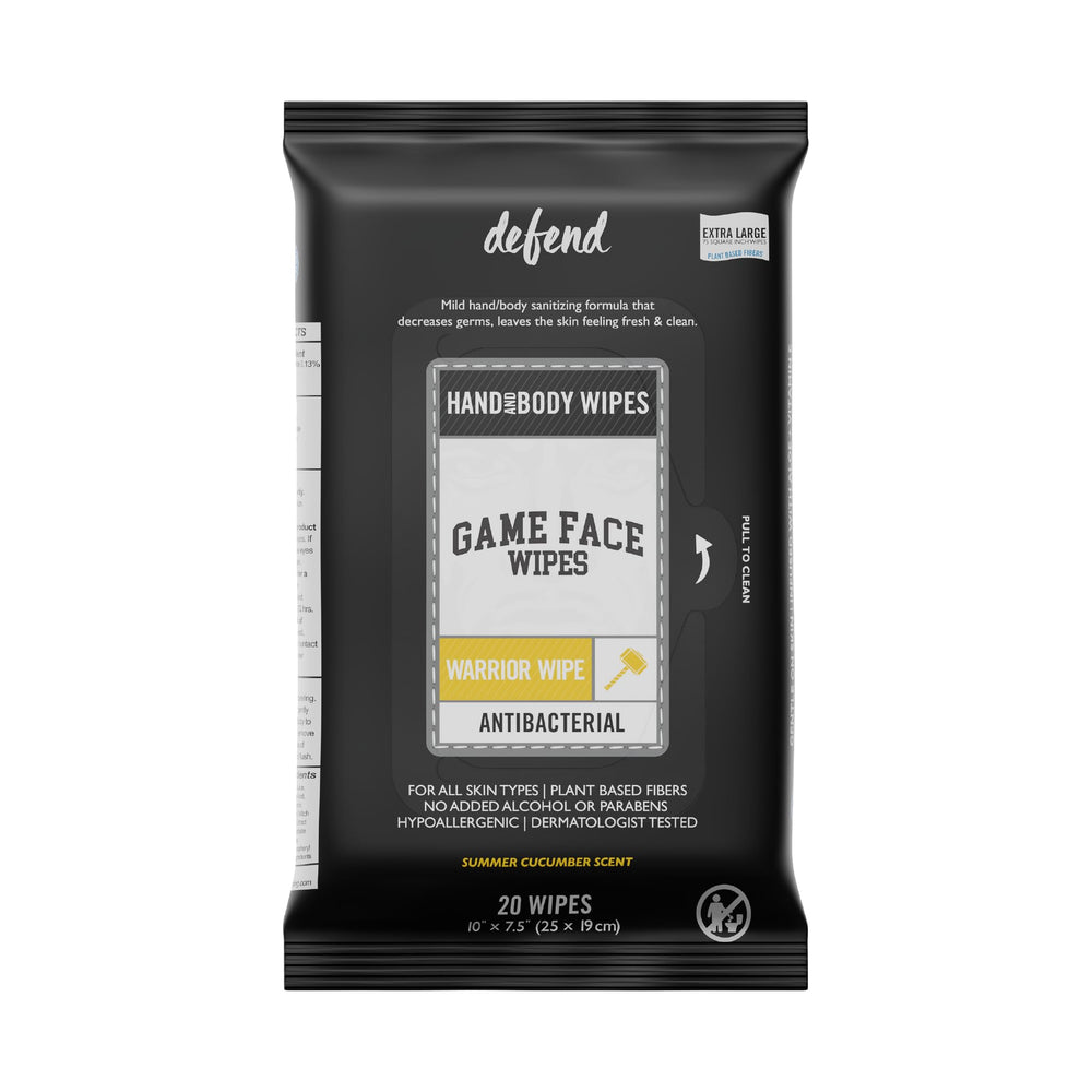 Game Face front packaging shows compact 20-count pack and benefit portability