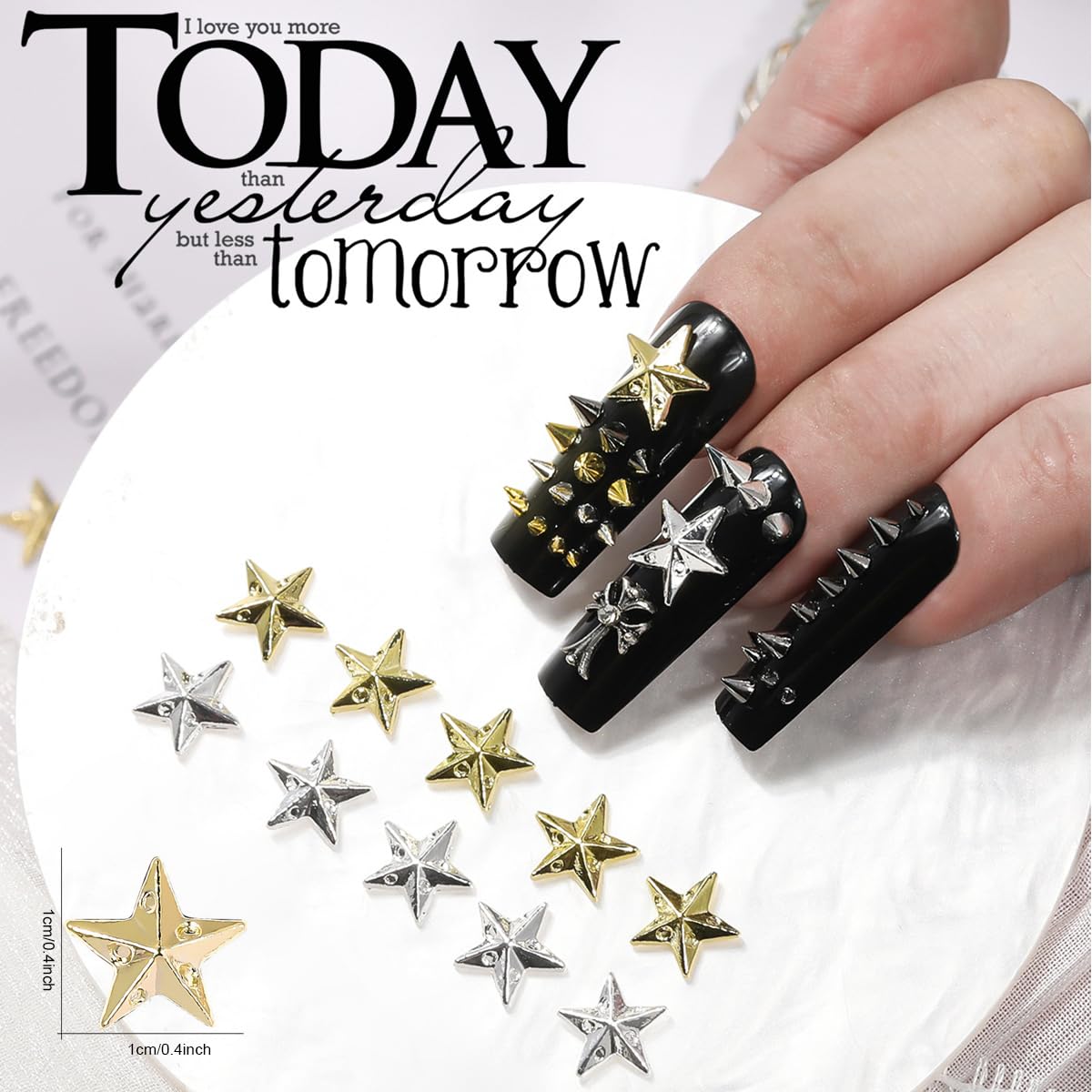 Ganepwns studs applied on nails demonstrating bold punk manicure inspiration