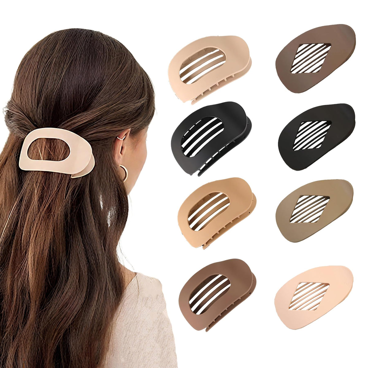GANINMEETYI front view of 8 matte clips showing variety and convenience