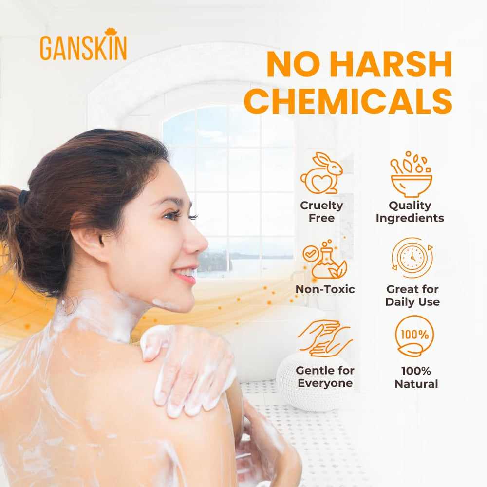 Ganskin body wash in shower scene for daily head-to-toe cleansing