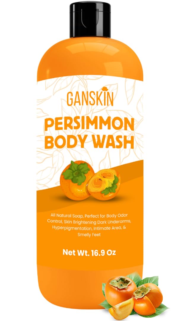 Ganskin persimmon body wash front bottle showing packaging and benefits
