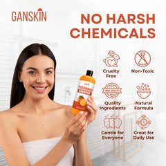 Ganskin bottle in hand to show size and travel-friendly scale