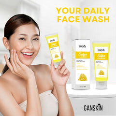 Ganskin sulfur soap close-up texture highlighting natural grains and purity