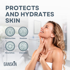 Ganskin cream-gel texture close-up highlighting moisturizing, silky feel on skin