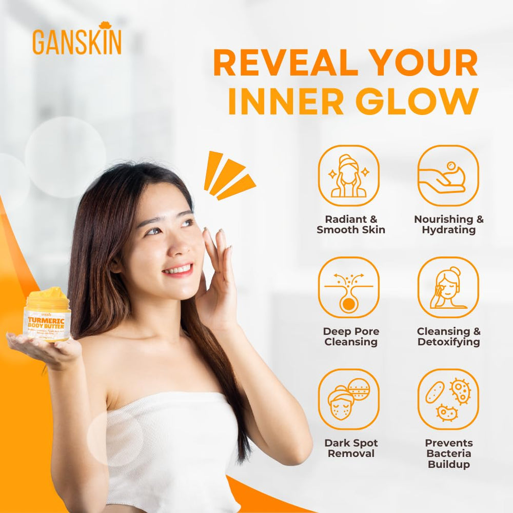 Ganskin cream being applied to face showing gentle pore refining benefit