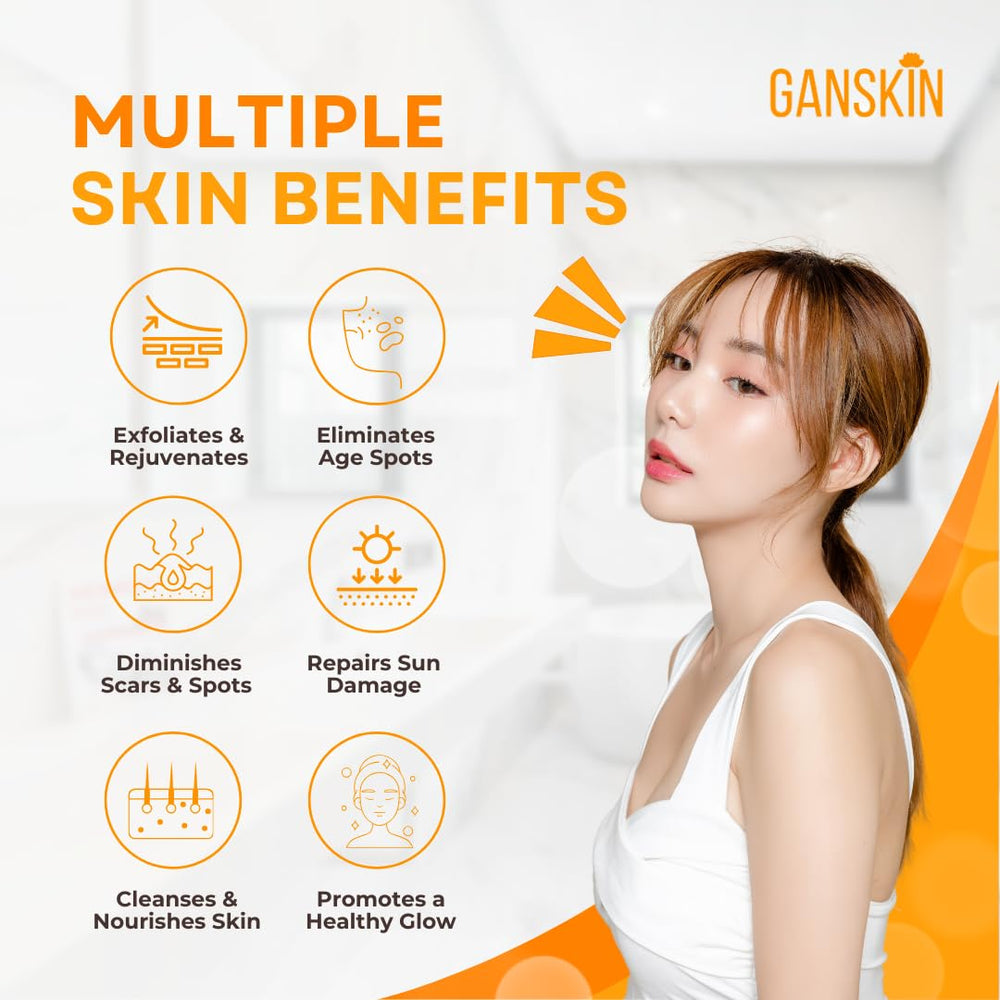 Ganskin turmeric powder ingredient visual highlighting natural brightening benefit