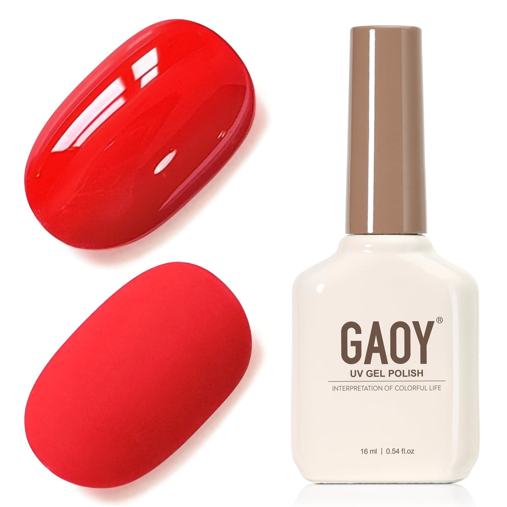GAOY bottle front view showing vibrant red polish and large 16ml volume