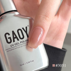 GAOY swatch on sample tips showing buildable layers and translucent finish
