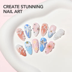 GAOY finished 3D carved white nail design in lifestyle scene showcasing artistic detail