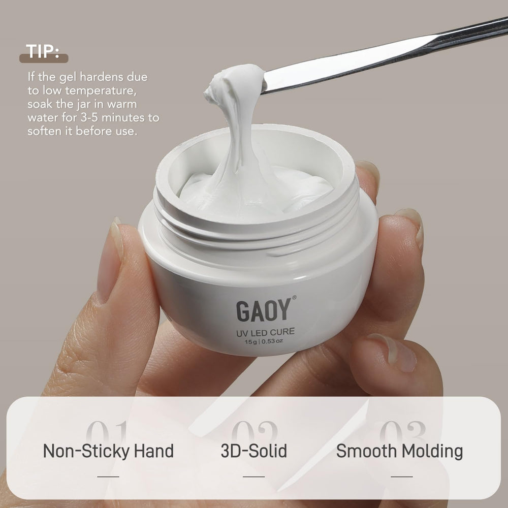 GAOY 3D gel carving detail on nail demonstrating crisp edges and sculpting control