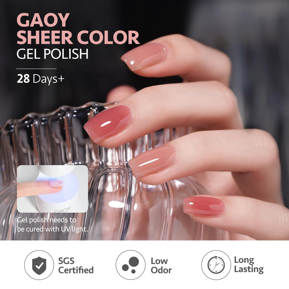 GAOY polish curing under LED lamp showing quick-dry, salon-ready benefit
