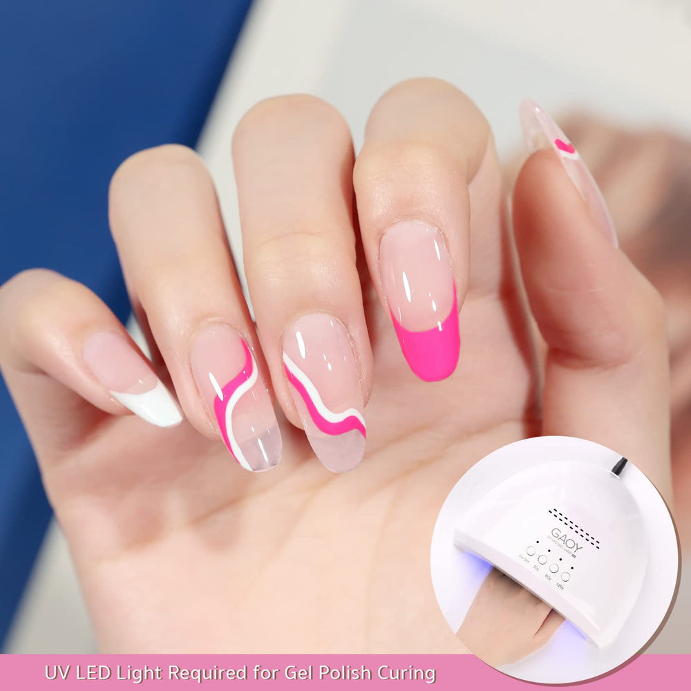 GAOY application on nail showing brush drawing a French tip for clean professional results