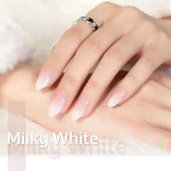 GAOY application on natural nail in salon demonstrating buildable layers