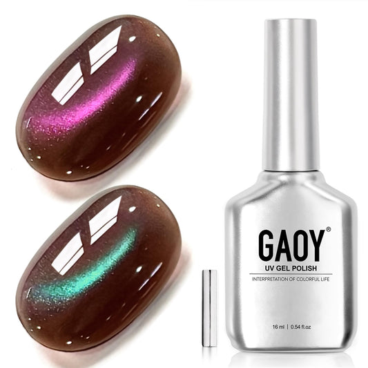 GAOY front bottle showing 16ml polish and label, highlights easy home application