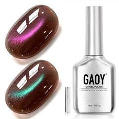 GAOY front bottle showing 16ml polish and label, highlights easy home application