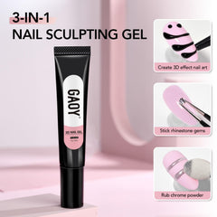 GAOY black 3D nail gel cured 3D gems on nails showing secure hold and glossy finish benefit