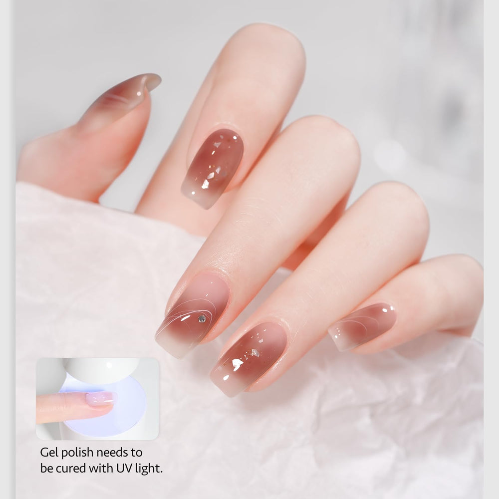 GAOY blooming gel used to create marble nail art showing blended colors benefit