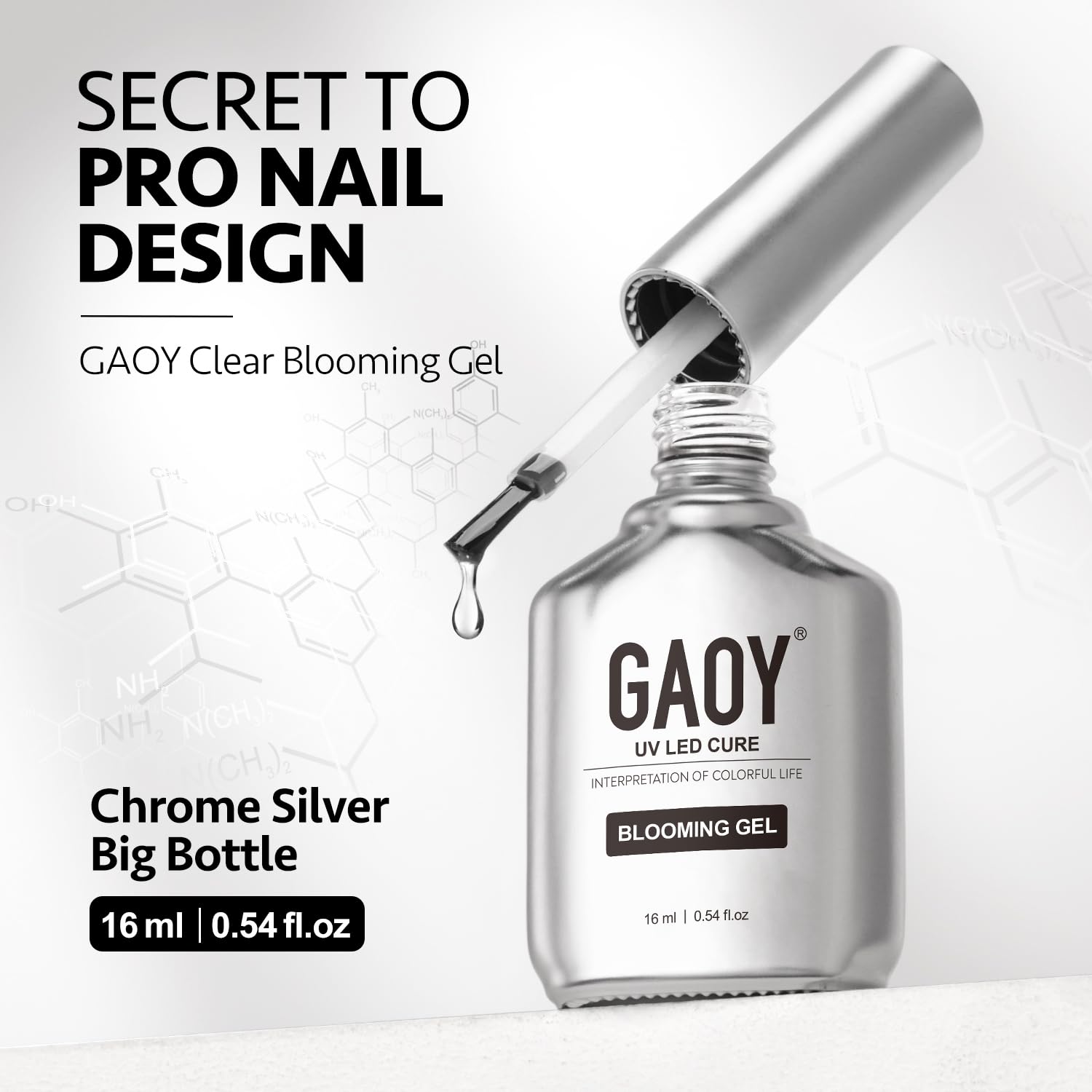 GAOY blooming gel on a styled manicure station highlighting easy DIY results