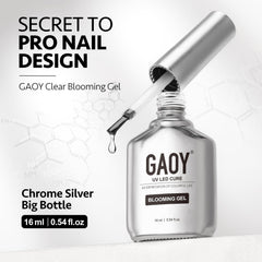 GAOY blooming gel on a styled manicure station highlighting easy DIY results