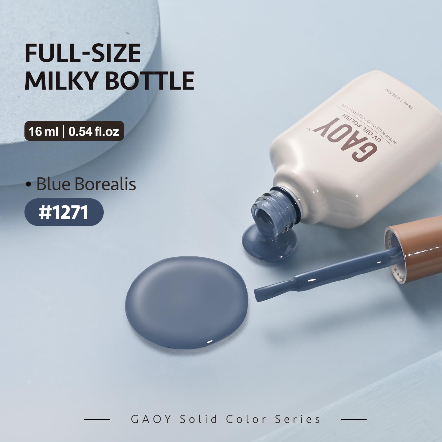 GAOY bottle on vanity with manicure tools illustrating easy DIY nail art