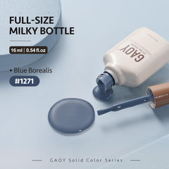 GAOY bottle on vanity with manicure tools illustrating easy DIY nail art