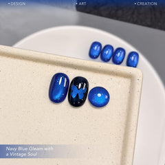 GAOY polish applied on a nail demonstrating magnetic stripe and glossy finish