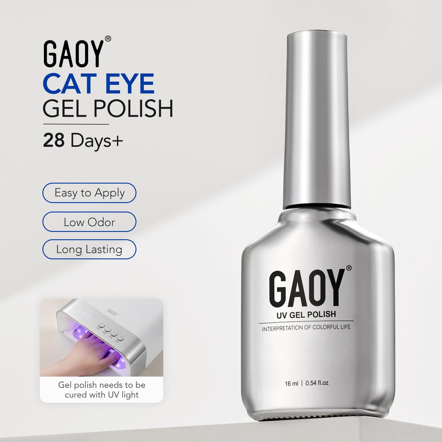GAOY nails styled in evening outfit highlighting long-lasting reflective sheen