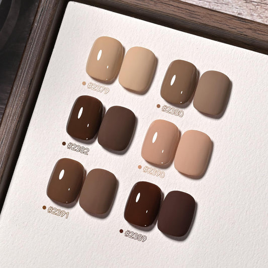GAOY bottles lineup displaying brown caramel nude and red shades for coordination