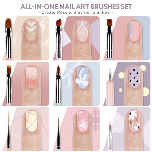 GAOY brush set arranged on white background highlighting variety and ready-to-use benefit