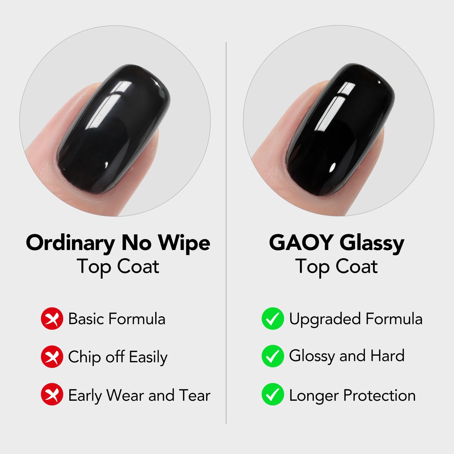 GAOY brush stroke of 1001 black polish showing rich coverage