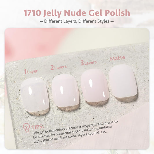 GAOY brush stroke of sheer pink gel demonstrating buildable coverage and smooth application