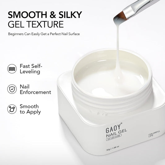 GAOY brush applying gel close-up for precise shaping and even coverage benefit