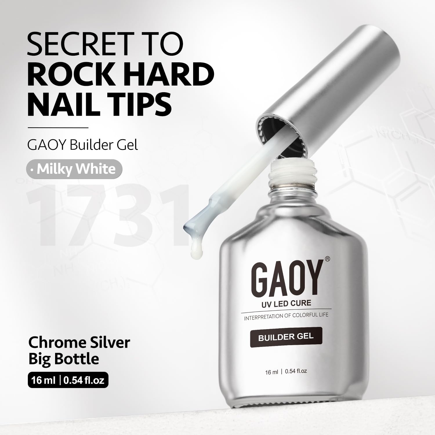 GAOY bottle in a home manicure scene showing at-home professional results