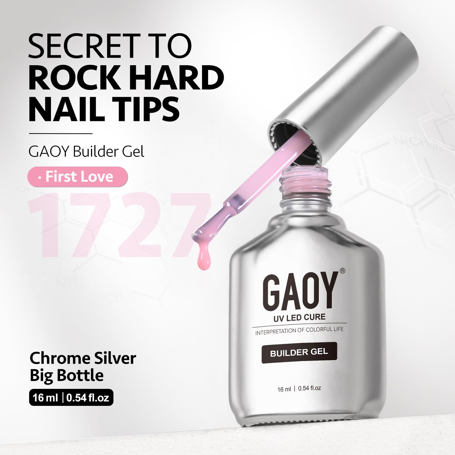 Hands using GAOY builder gel in a home manicure setting showing salon-quality results