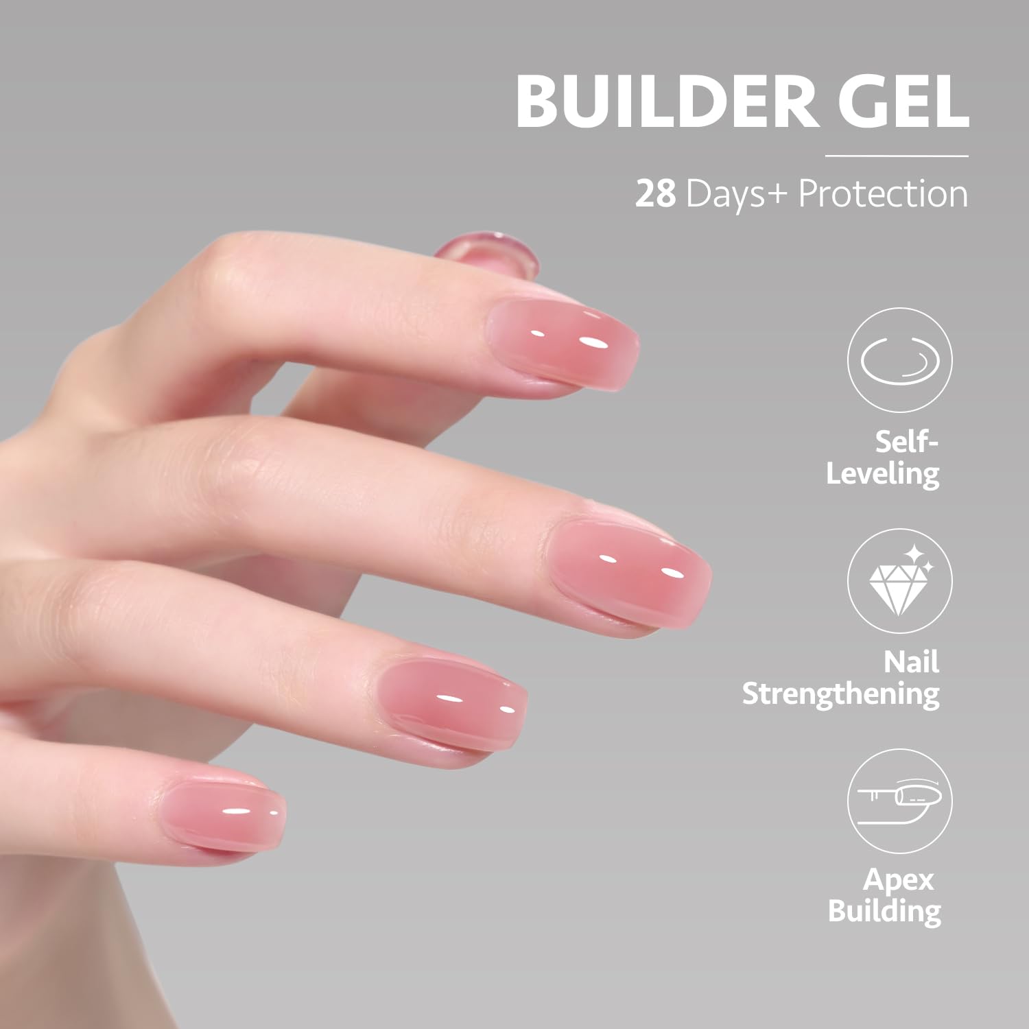 GAOY application on nail extension in progress showing strong build benefit