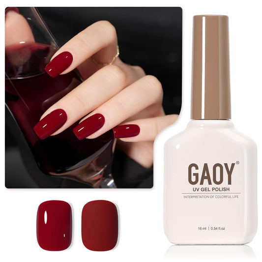 GAOY front bottle showing burgundy gel polish and 16ml volume for lasting color