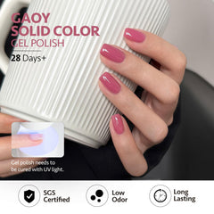 GAOY cured manicure on hand displaying glossy salon finish and durability