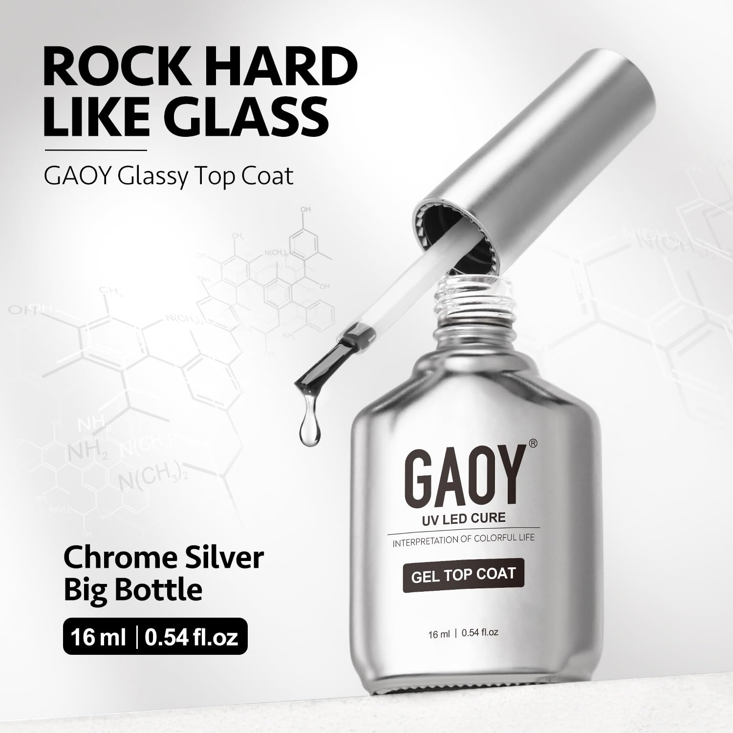 GAOY brushed-chrome silver bottle design conveys professional look